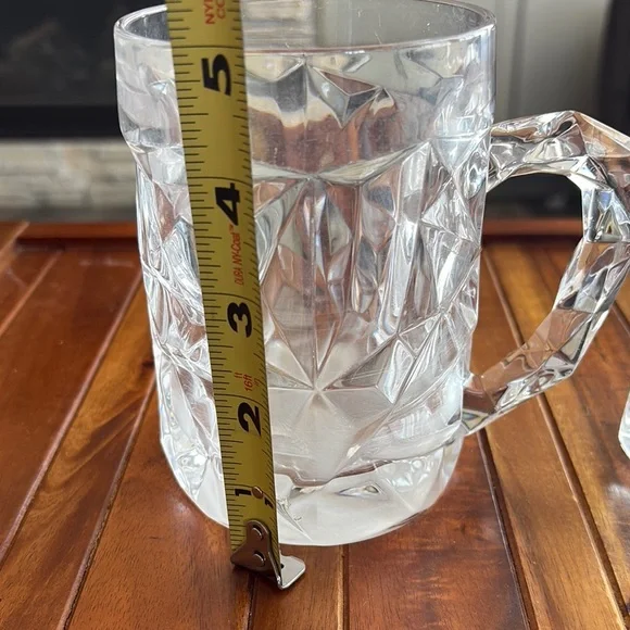 Tiffany & Co Rock Cut White Crystal Drinkware Beer Mugs with Geometric Design